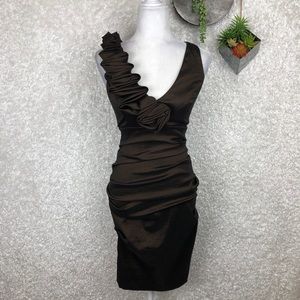 NWT Cache Brown Taffeta Chic Wiggle Dress 6